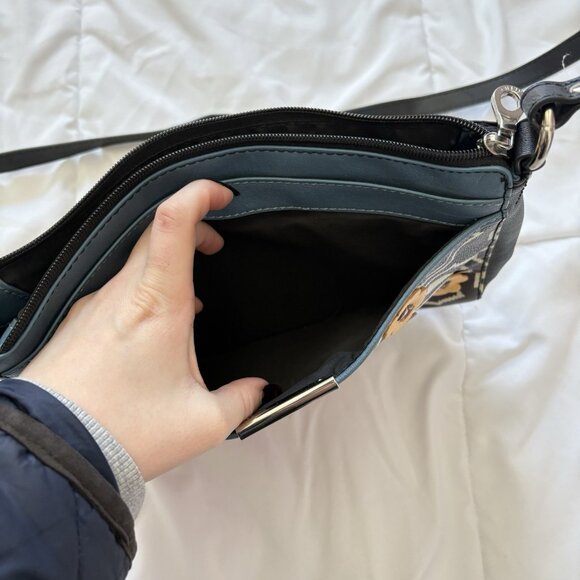 Vintage 90s Y2K Relic Crossbody Faux Leather Handbag Butterfly Black Boho Hippie - Picture 3 of 10